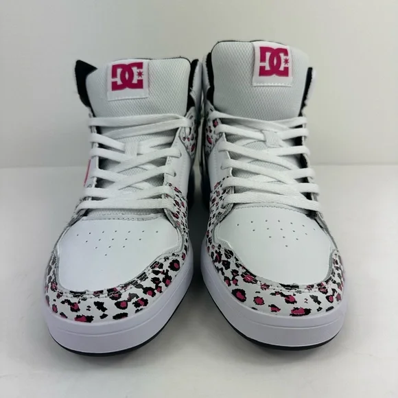 Women’s DC Cure Hi Size 9.5 Skate Leather Sneakers Trainers Pink Leopard - Picture 2 of 9